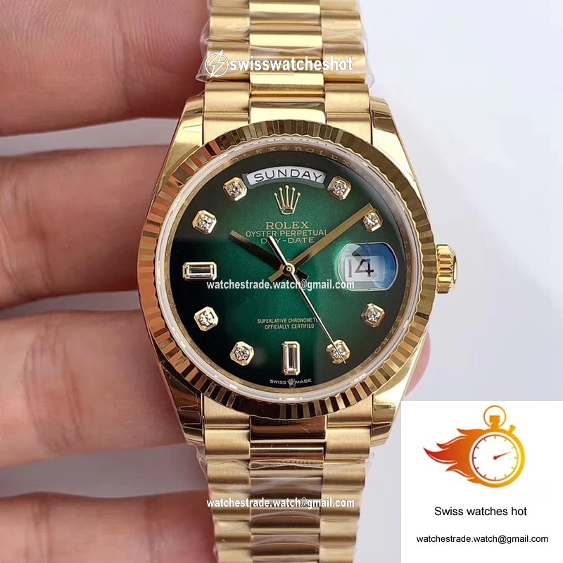Rolex Day-Date M128238-0069 Yellow Gold EW Factory Gradual Green Dial 1
