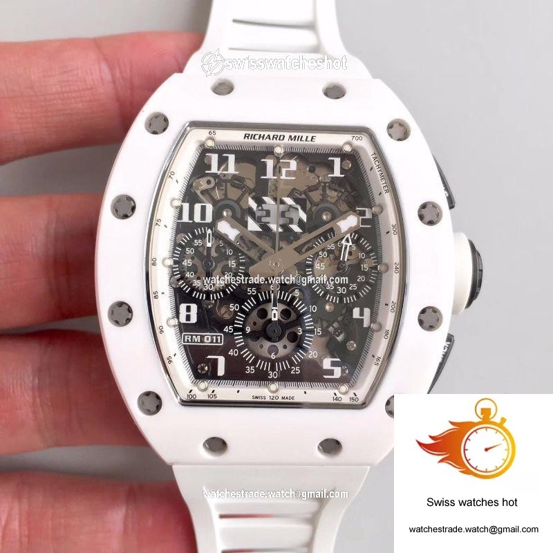 Richard Mille RM011-FM KV Factory White Ceramic Skeleton Dial 1
