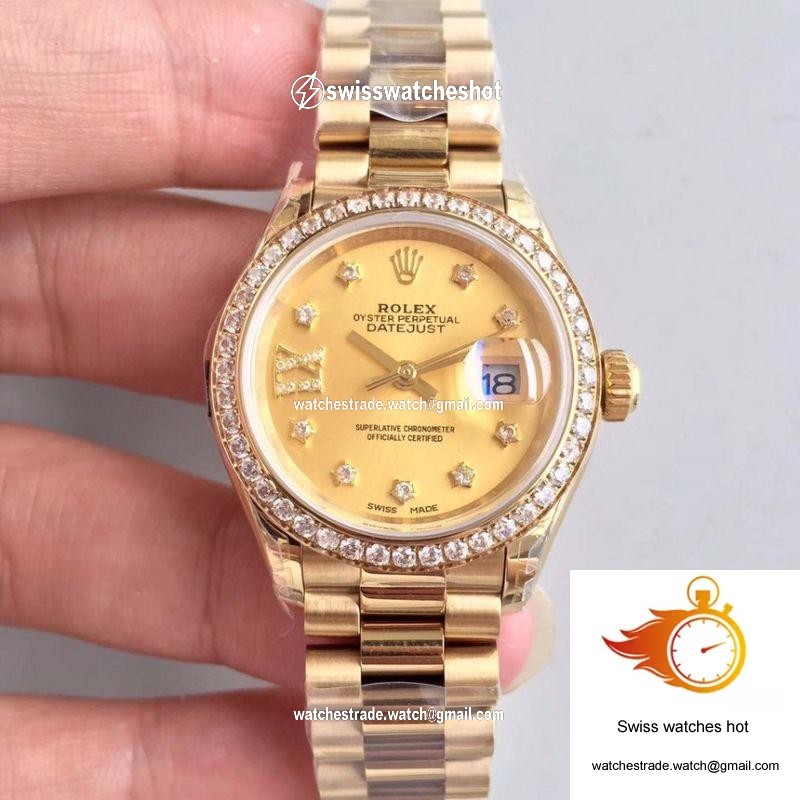 Rolex Lady Datejust 279138RBR 28MM Yellow Gold Champagne Dial 1
