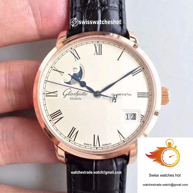 Glashutte Senator Panorama Date Moon Phase 100-04-32-15-04 GF Factory White Dial 1