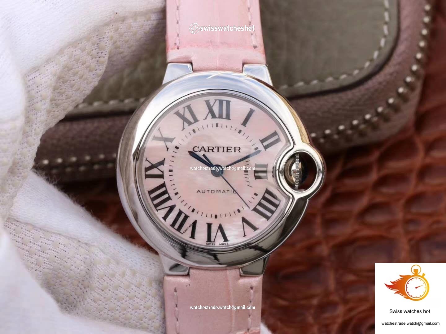 Ballon Bleu De Cartier Ladies 33MM WSBB0002 V6 Factory Pink Dial 1