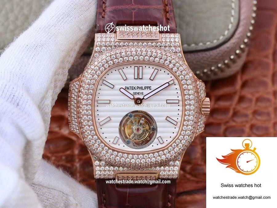Patek Philippe Nautilus Jumbo 5711 Rose Gold Tourbillon 2018 R8 Factory White Dial 1