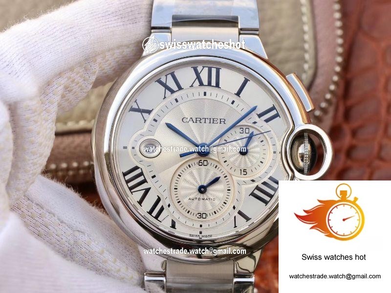 Cartier Ballon Bleu Chronograph W6920076 ZF Factory Silver Dial 1