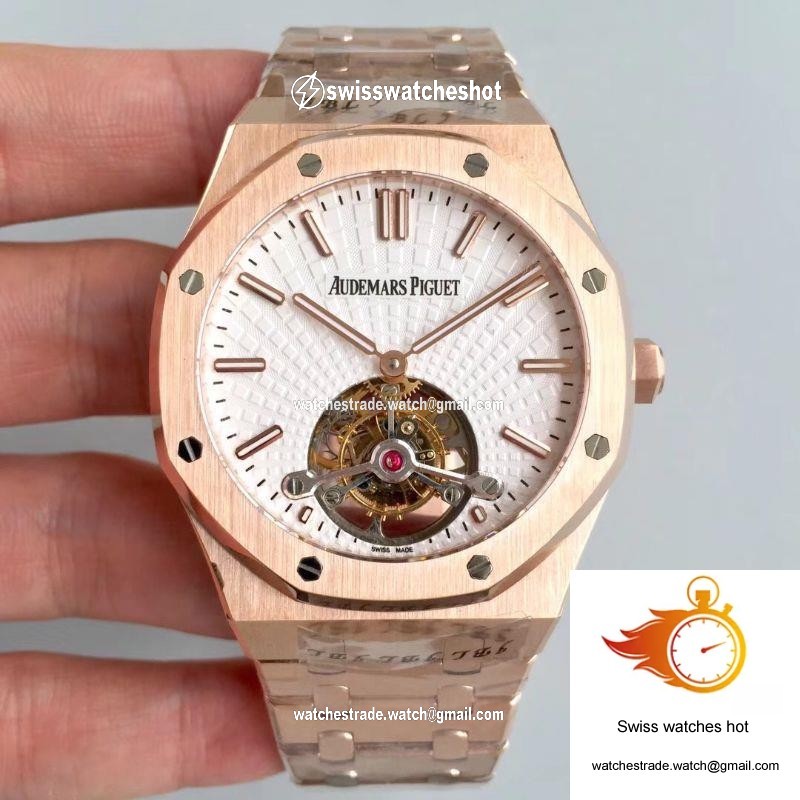 Audemars Piguet Royal Oak Rose Gold Tourbillon Extra Thin 26522 R8 Factory White Dial 1