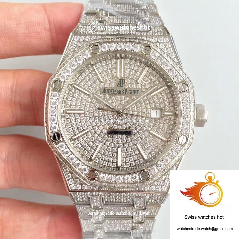Audemars Piguet Royal Oak 15400.OR Full Diamond White Dial 1