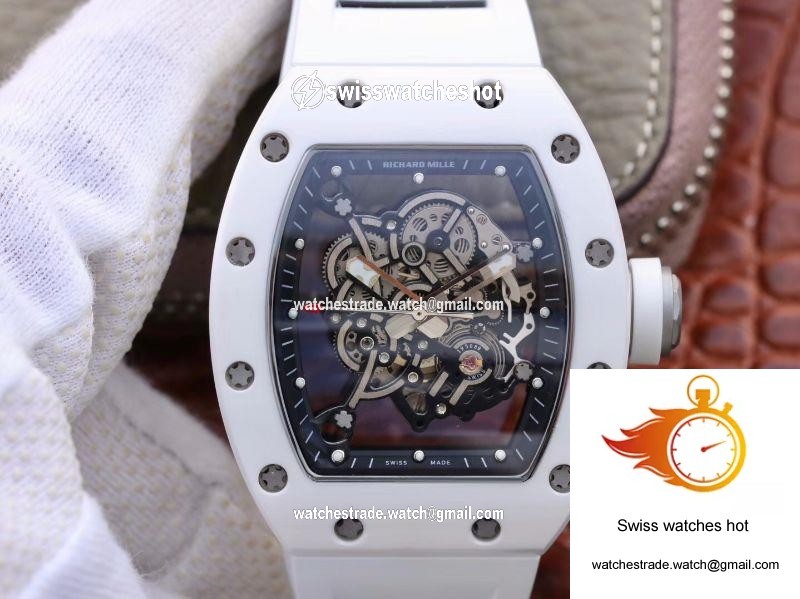 Richard Mille RM055 White Ceramic Skeleton Dial KV Factory V2 1
