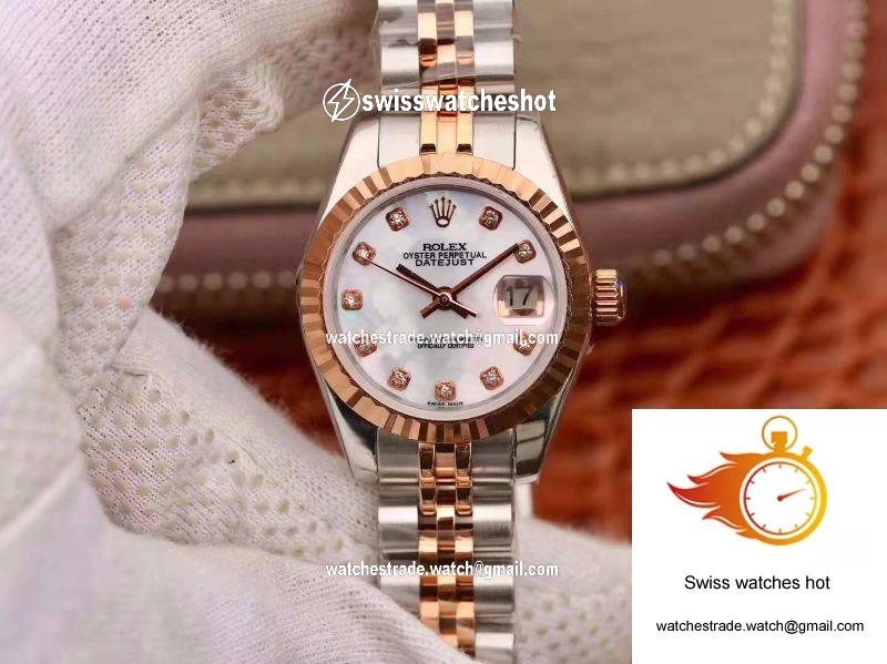 Rolex Lady Datejust Rose Gold 28MM White Enamel Dial 1