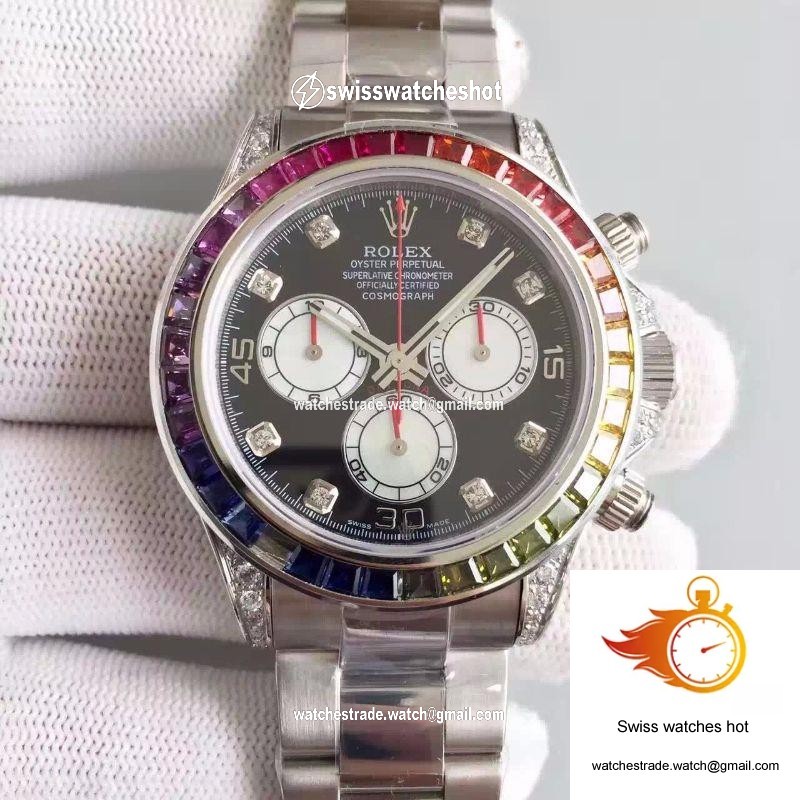 Rolex Daytona Cosmograph Rainbow 116595RBOW BL Factory Black Dial 1