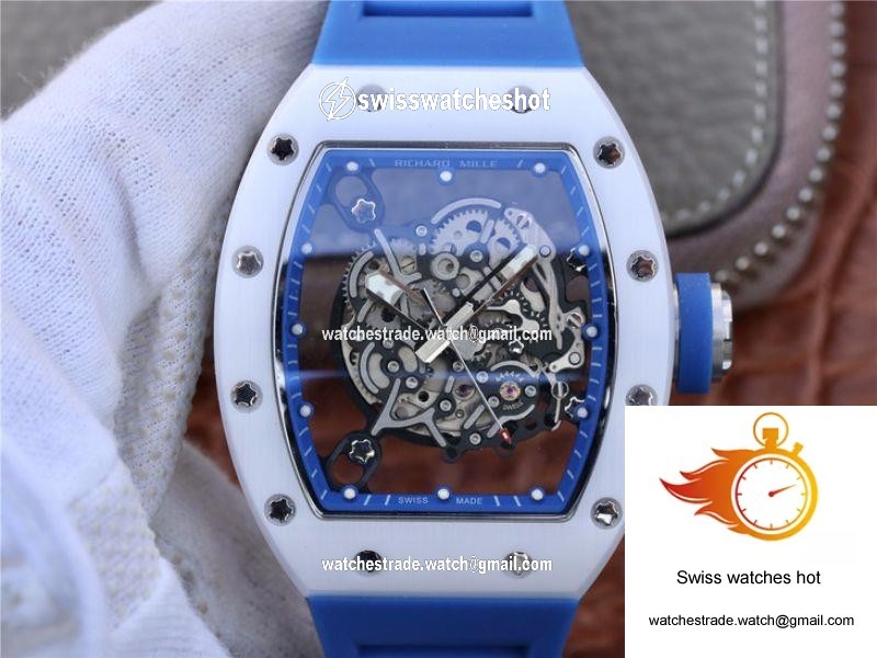 Richard Mille RM055 KV Factory White Ceramic Blue Hollow Dial 1