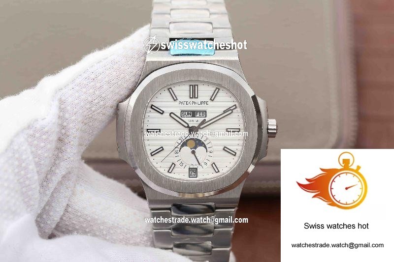 Patek Philippe Nautilus Annual Calendar Moonphase 5726/1A-010 KM Factory White Dial 1
