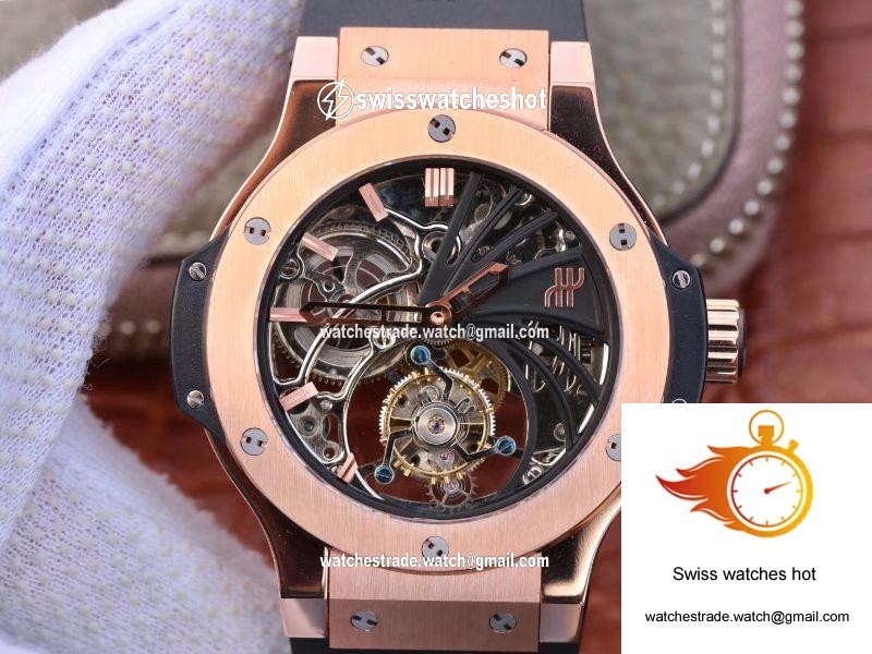 Hublot Big Bang Hollow Tourbillon 18K Rose Gold Skeleton Dial 1