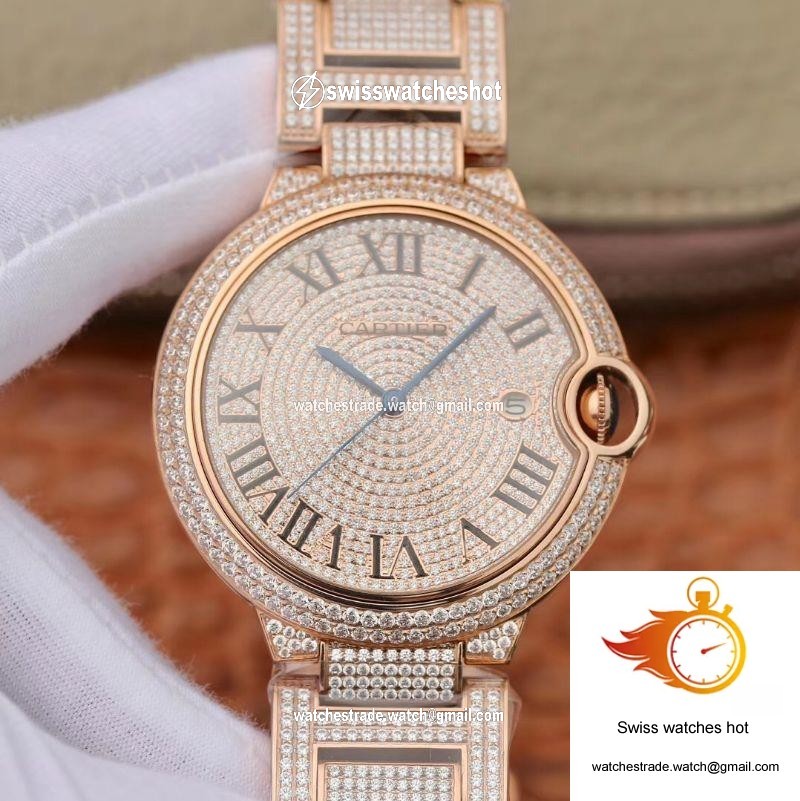 Ballon Bleu De Cartier W69006Z2 42mm TW Factory Rose Gold Diamonds Dial 1