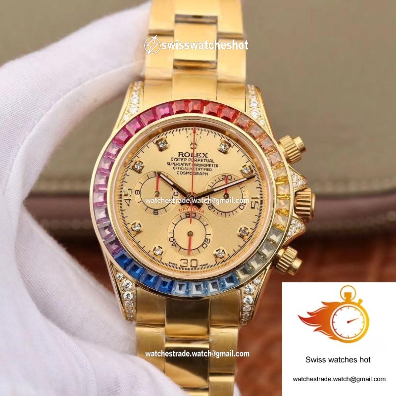 Rolex Daytona Cosmograph Rainbow 116598RBOW BL Factory Gold Dial 1