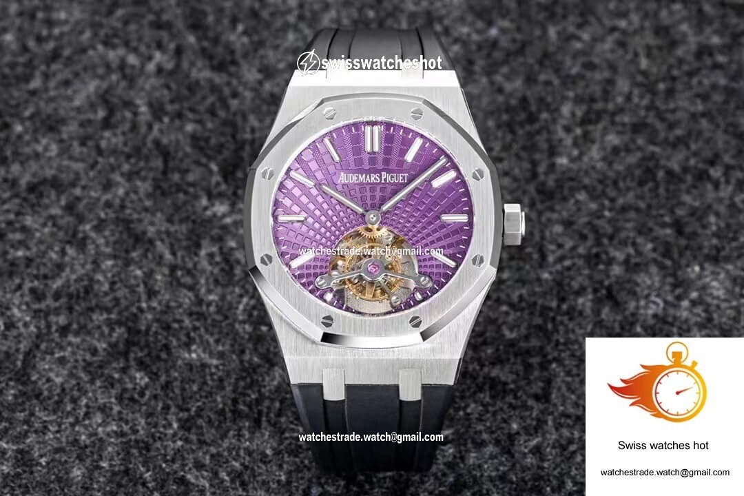 Audemars Piguet Royal Oak Tourbillon R8 Factory V3 Purple Dial Rubber Strap 1