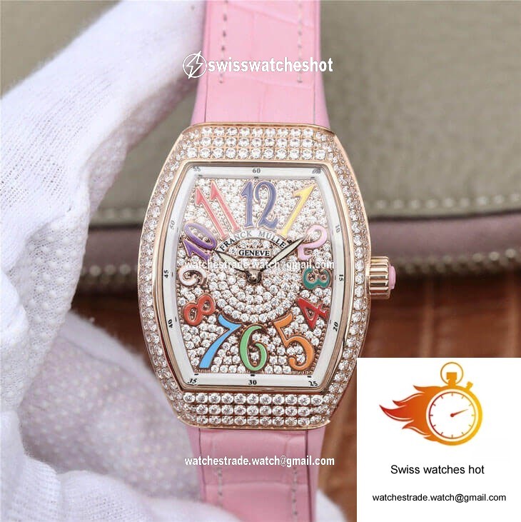 Franck Muller Vanguard Ladies ABF Factory Rose Gold Diamond-set Dial 1