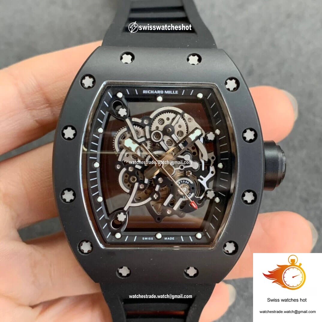 Richard Mille RM055 KV Factory V2 Black Ceramic Rubber Strap 1