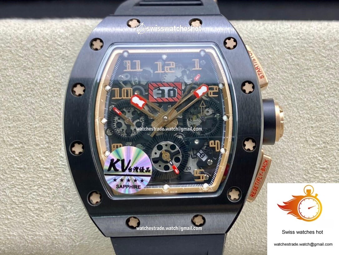 Richard Mille RM011 KV Factory Black Ceramic Skeleton Dial 1