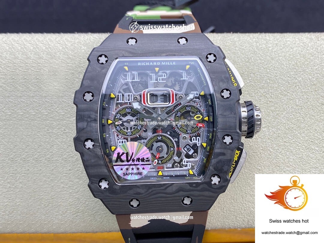 Richard Mille RM-011 KV Factory V2 Carbon Fiber Camo Rubber Strap 1