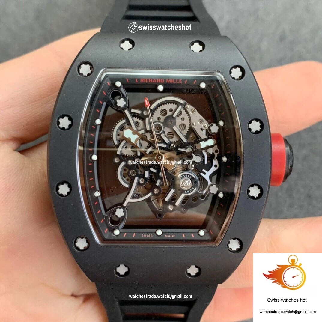 Richard Mille RM055 KV Factory V2 Ceramic Black Rubber Strap 1