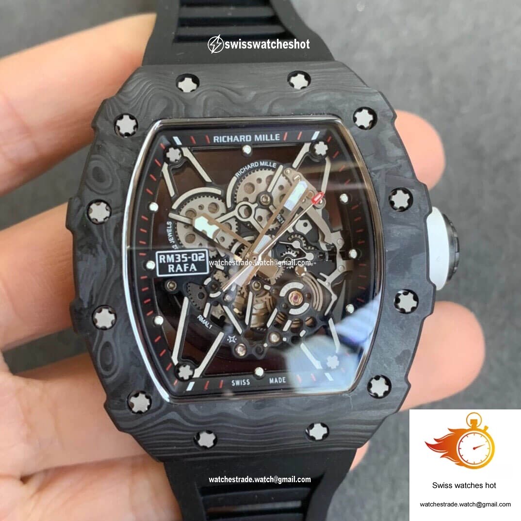 Richard Mille RM035-02 KV Factory Carbon Fiber Black Rubber Strap 1