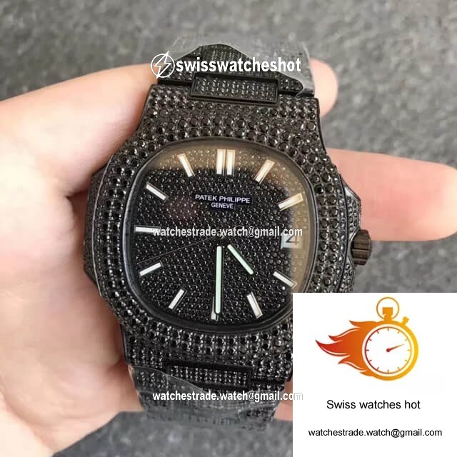 Patek Philippe Nautilus 5719/10G-010 PPF Factory Full Diamond Black Dial 1