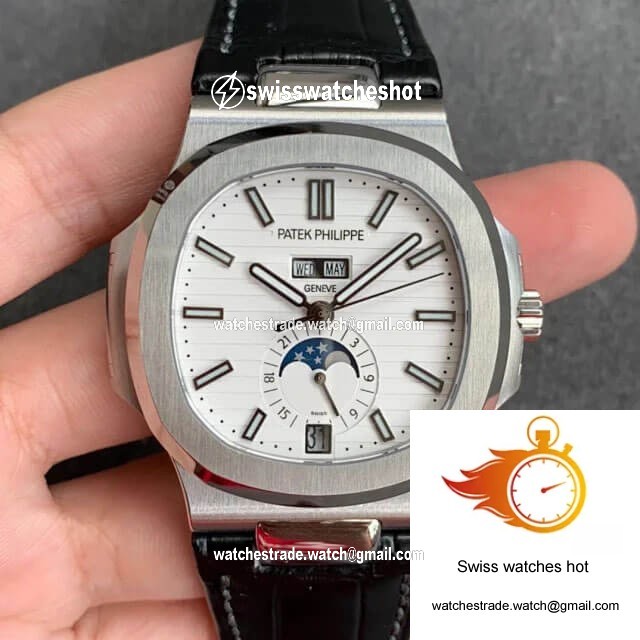 Patek Philippe Nautilus 5726/1A-010 GR Factory Black Leather Strap 1