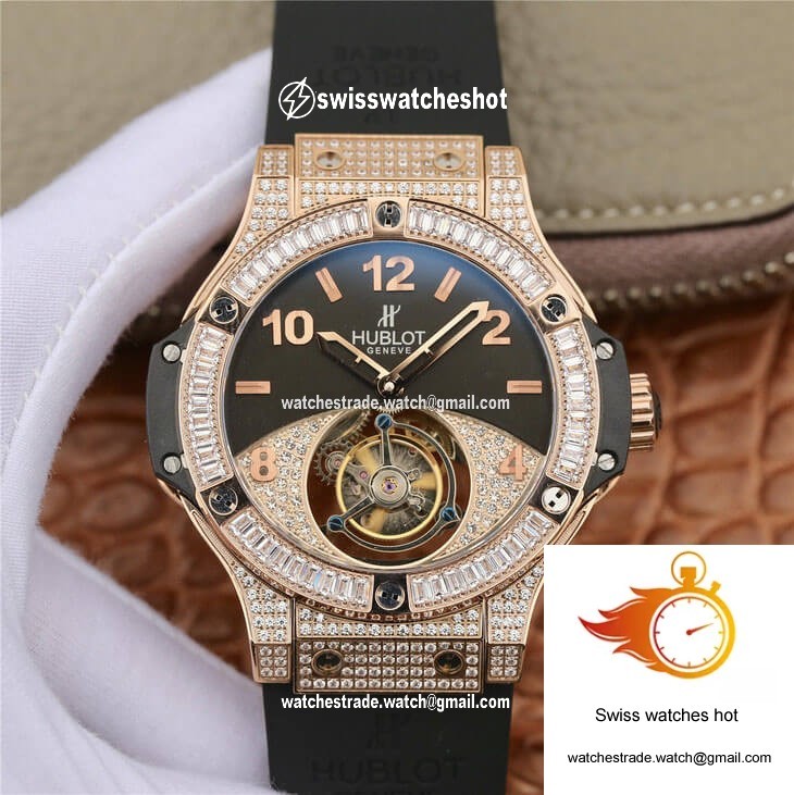 Hublot Big Bang Tourbillon Rose Gold Diamond Black Dial 1