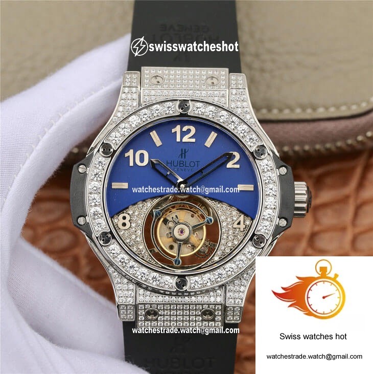 Hublot Big Bang Tourbillon Stainless Steel Diamond Blue Dial 1