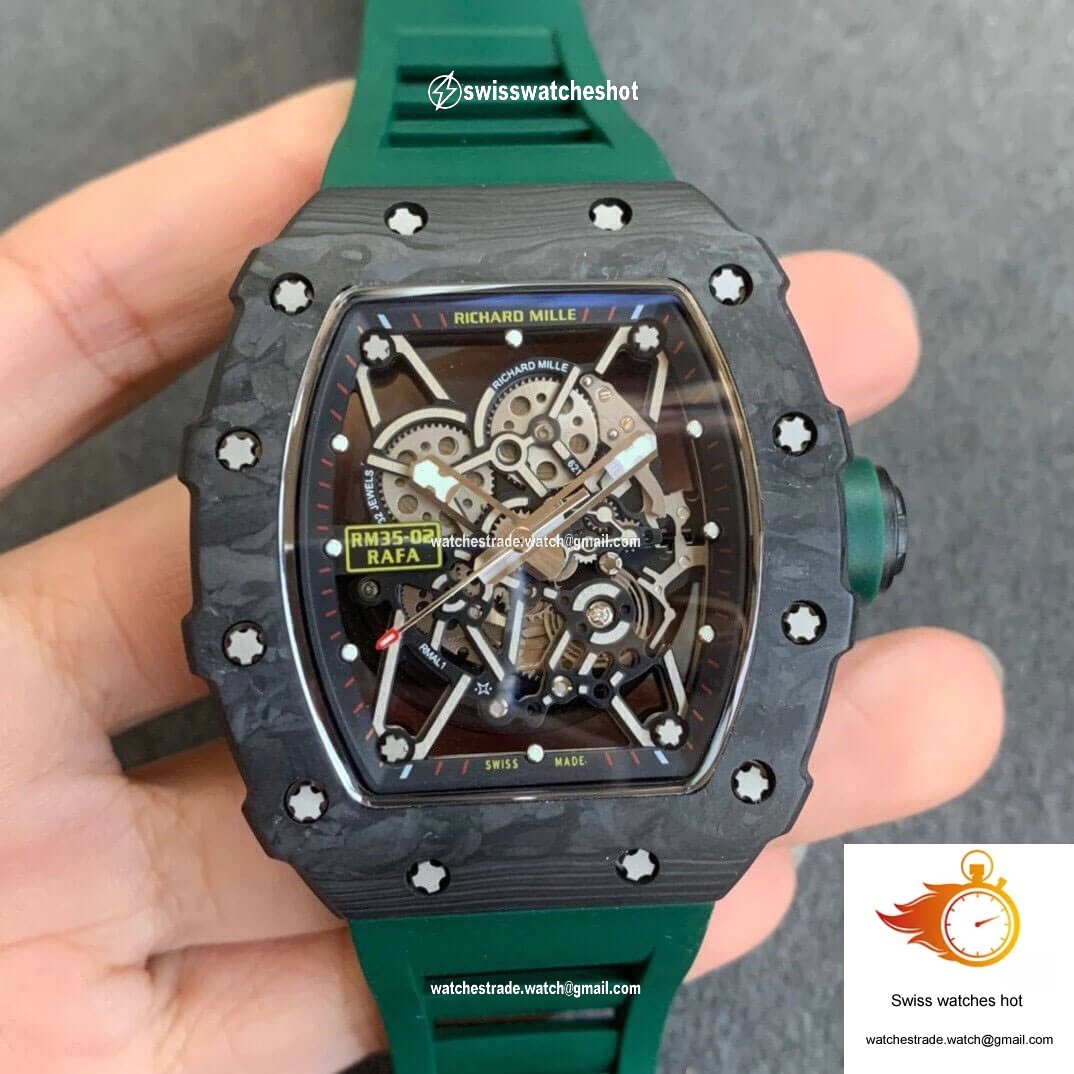 Richard Mille RM035-02 KV Factory V3 Carbon Fiber Green Strap 1