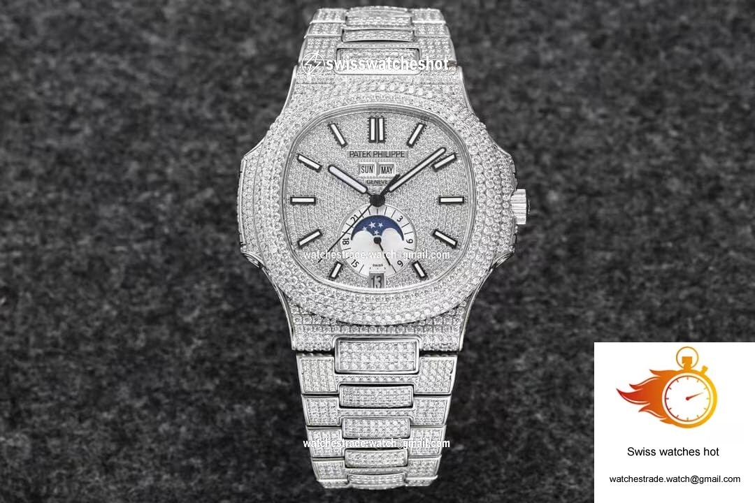 Patek Philippe Nautilus 5726/1A-014 R8 Factory Gypsophila Silver Diamond 1