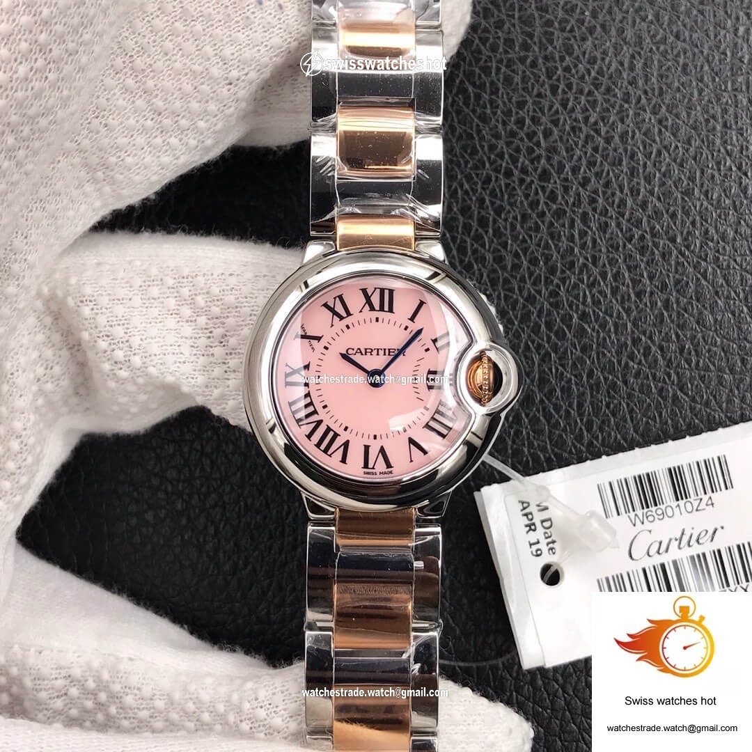 Ballon Bleu De Cartier Ladies 28MM V6 Factory V8 Pink Dial 1