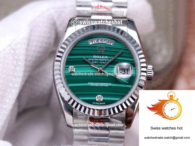 Rolex President Day Date 18038 Malachite Green Diamond Dial 1