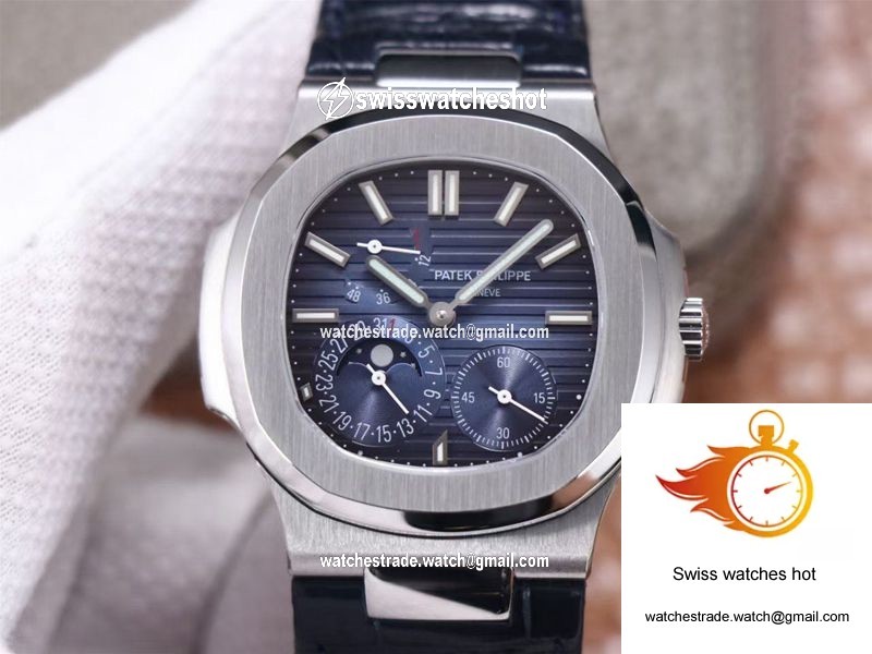 Patek Philippe Nautilus 5712/1A-001 PF Factory Blue Dial Leather Strap 1