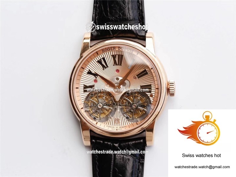 Roger Dubuis Hommage RDDBHO0562 Double Flying tourbillon JB Factory Rose Gold Dial 1