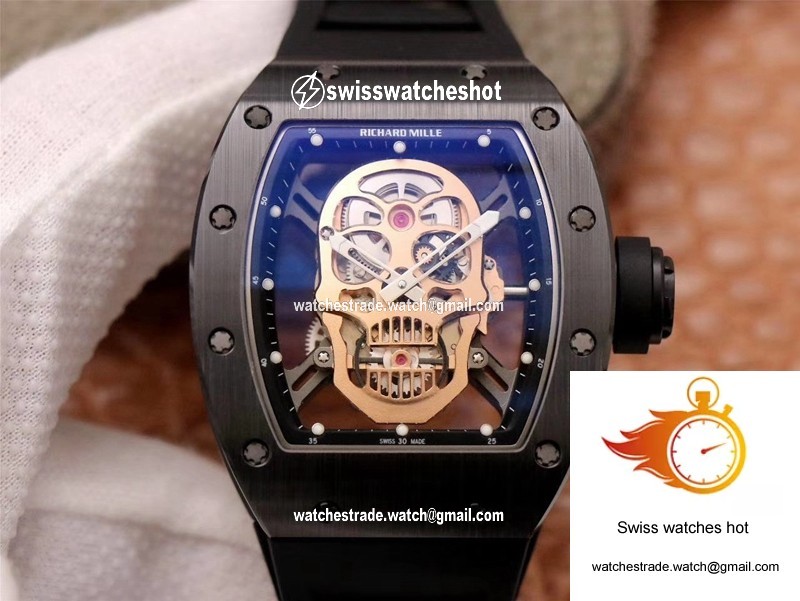 Richard Mille RM052-01 ZF Factory Black Ceramic Rose Gold Skull Dial 1