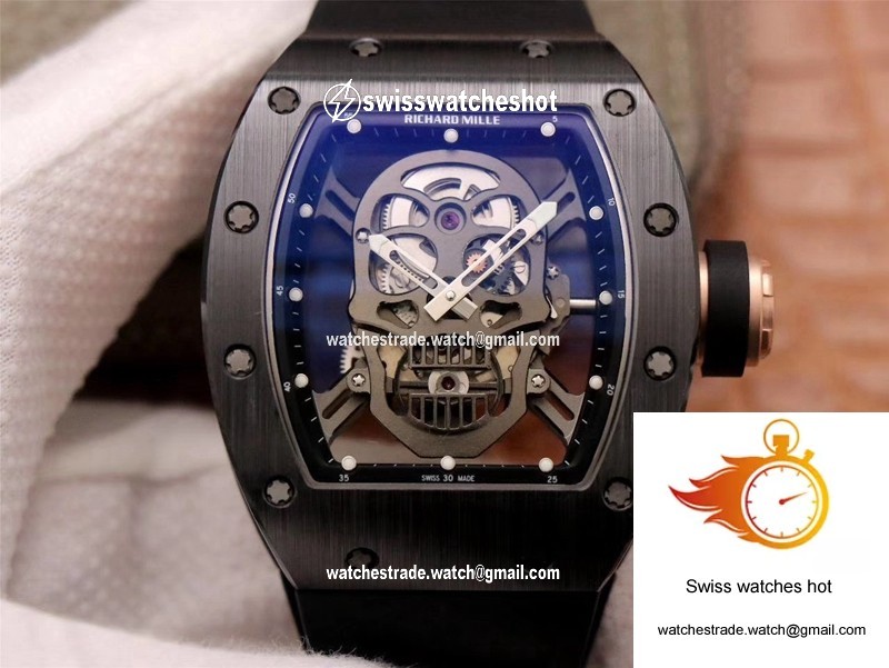 Richard Mille RM052-01 ZF Factory Black Ceramic Grey Skull Dial 1