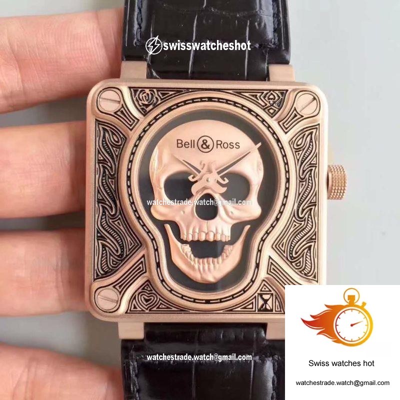 Bell & Ross BR 01 Skull Bronze Rose Gold and Black Dial 1