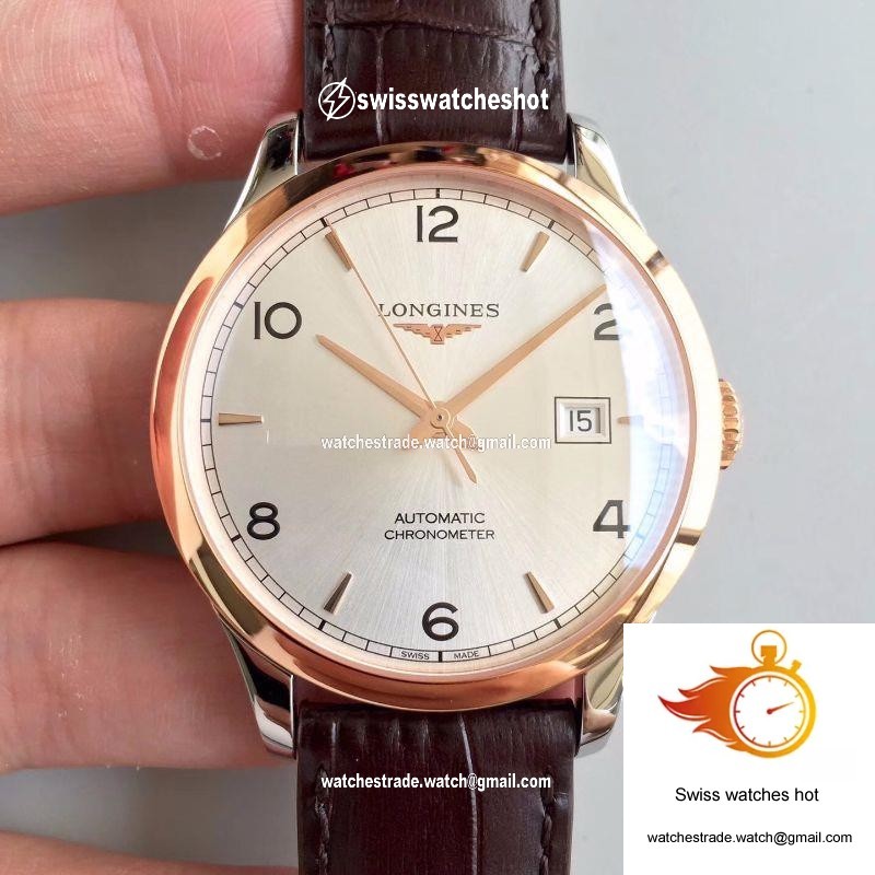Longines Record L2.820.4.76.2 18K Rose Gold Silver Dial 1