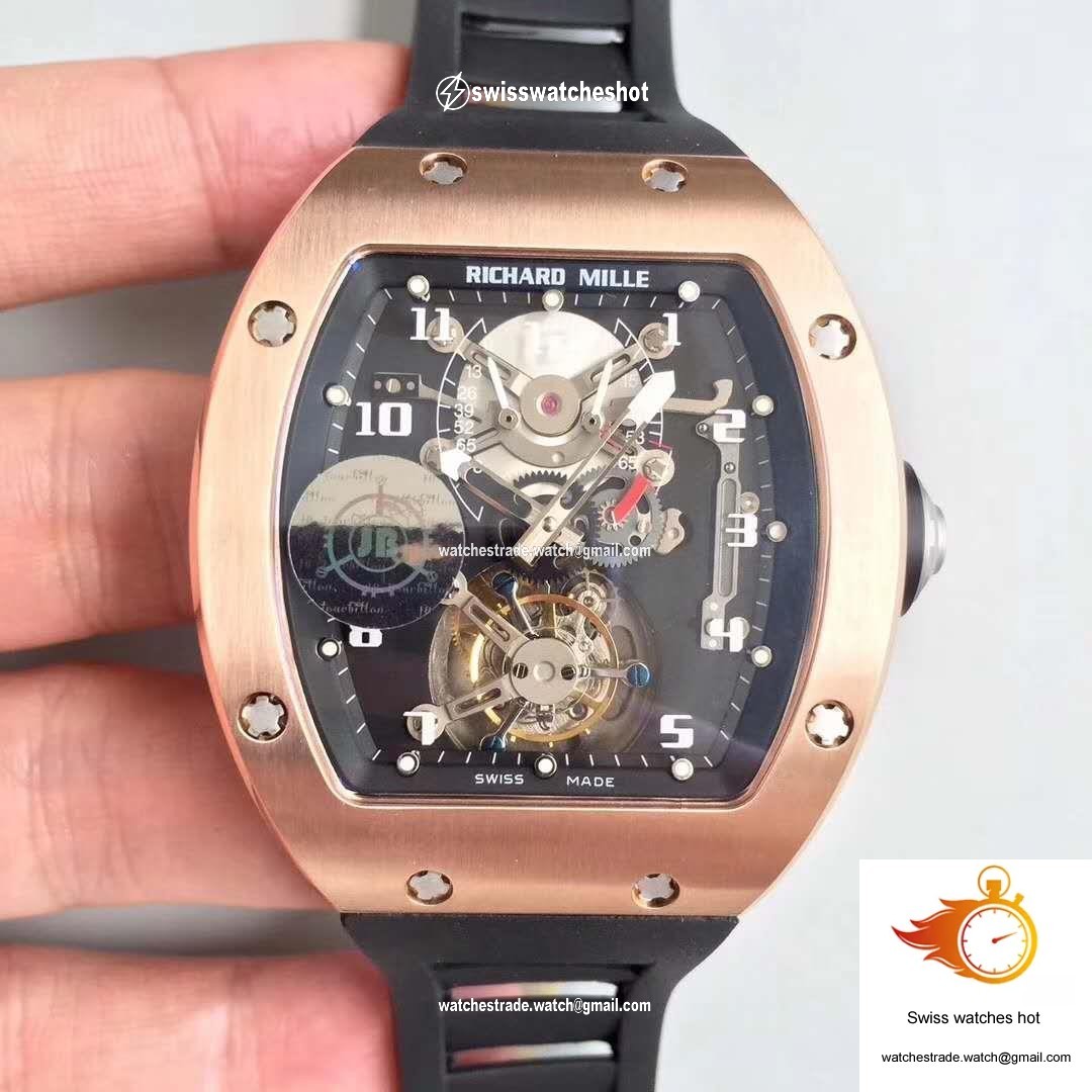 Richard Mille RM001 Rose Gold Tourbillon JB Factory Black Dial 1
