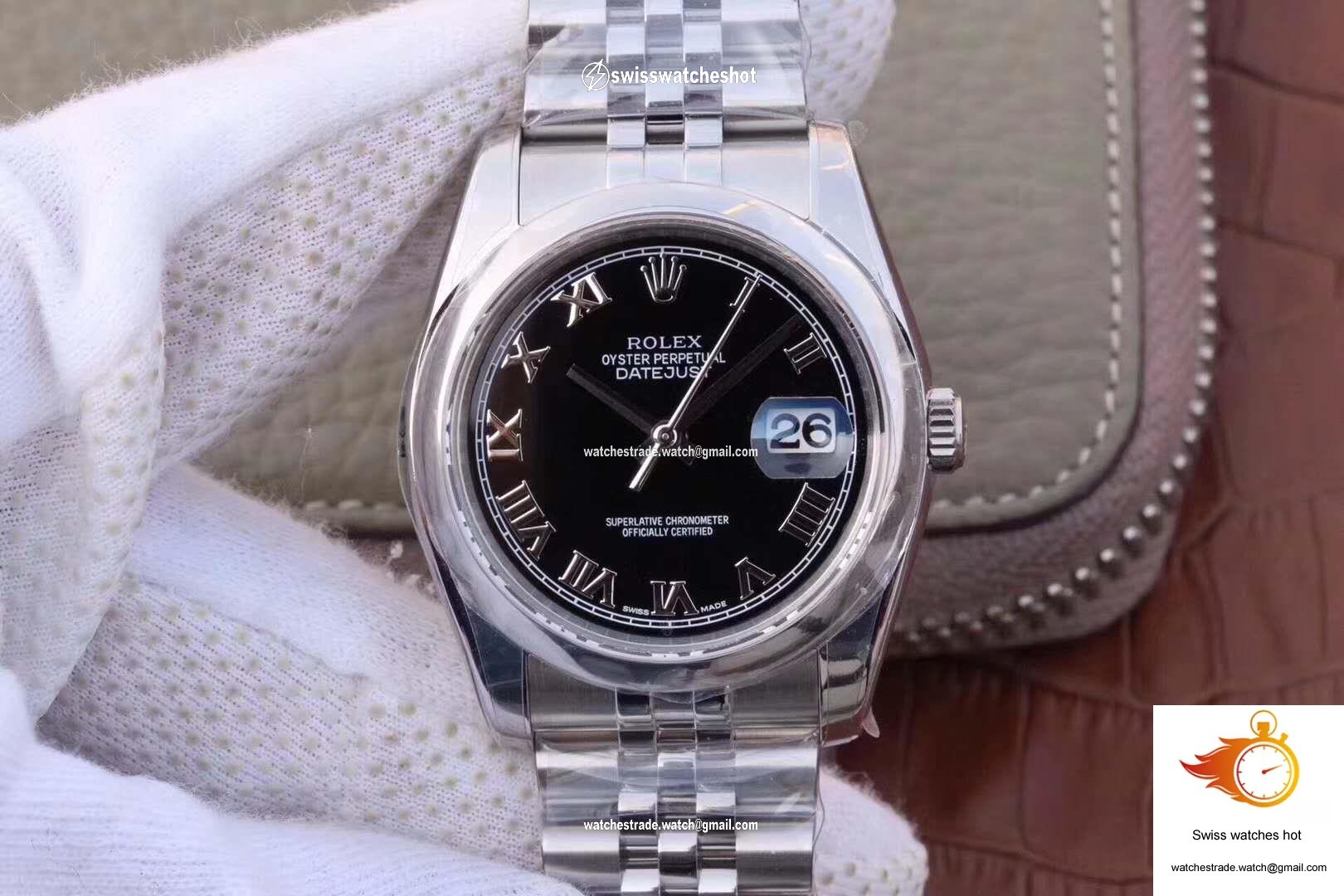 Rolex Datejust 116234 36mm AR Factory Black Dial Rome Time Scale 1