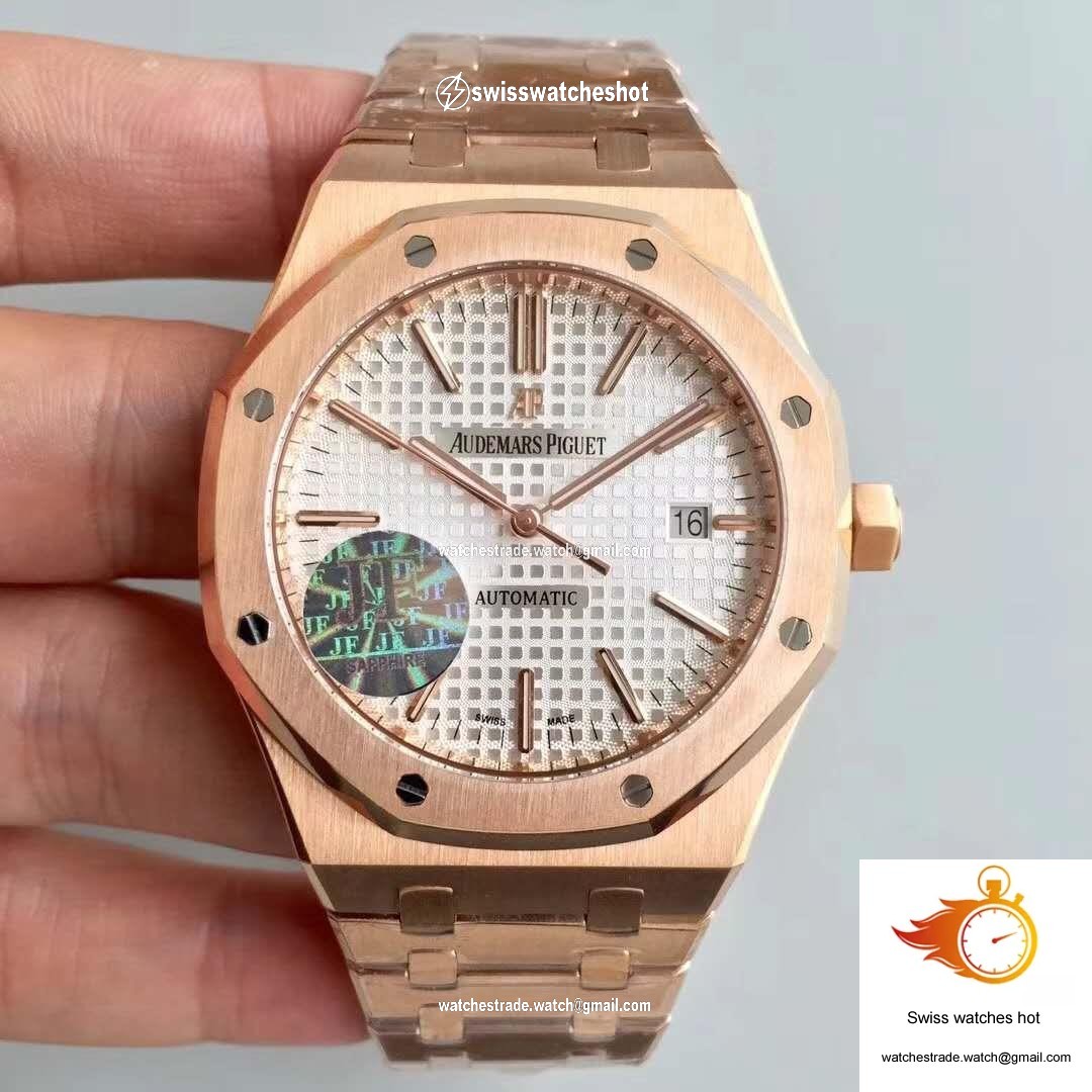Audemars Piguet Royal Oak 15450 Rose Gold JF Factory V5 Silver Dial 1