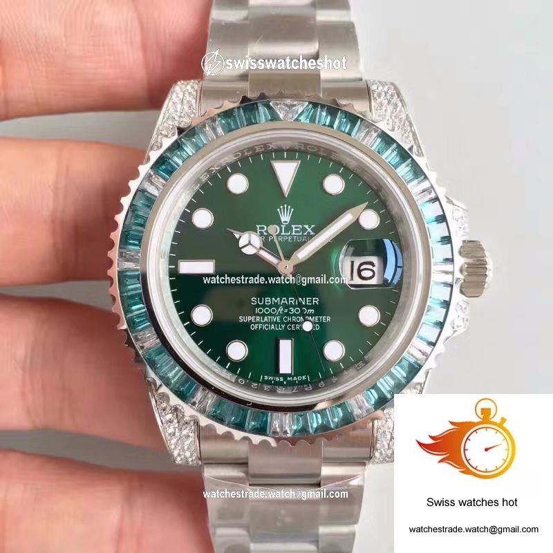 Rolex Submariner Date 116610LV Noob Factory V9 Green Dial Diamond 1