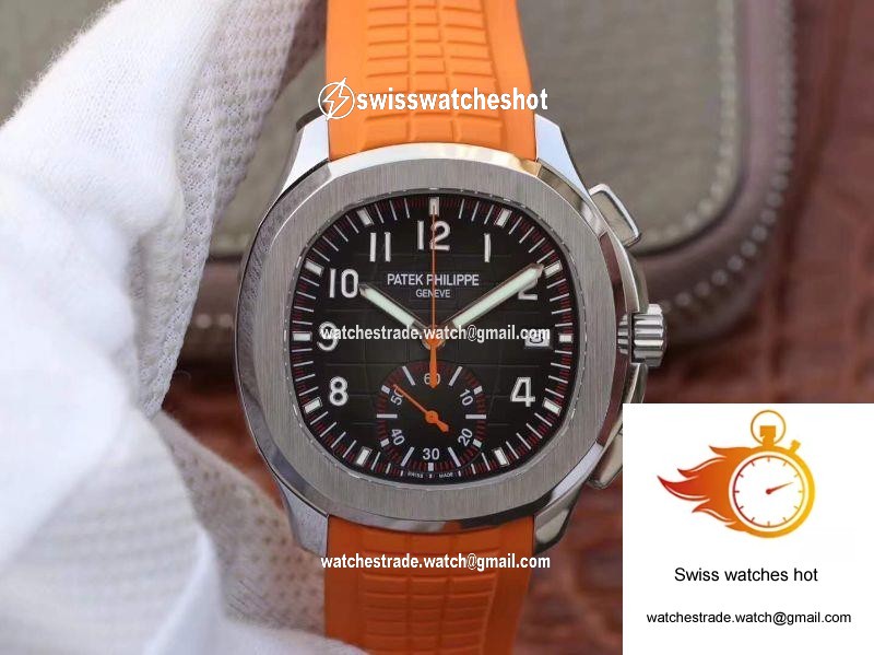 Patek Philippe Aquanaut Chronograph 5968A Orange Rubber Strap Black Dial 1