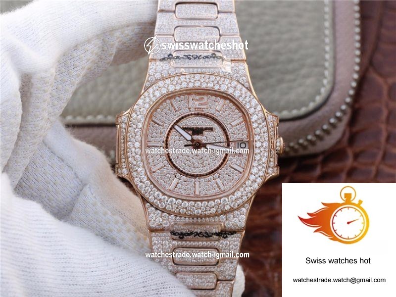 Patek Philippe Nautilus Jumbo 7021/1R-001 Full Paved Diamonds Dial 1
