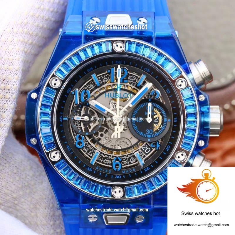 Hublot Big Bang Unico 411.JX.4802.RT Blue Strap Skeleton Dial 1