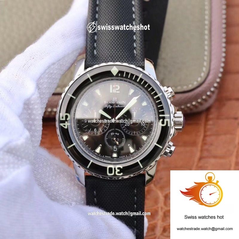Blancpain Fifty Fathoms Chronographe Flyback 5085F-1130-52A OM Factory Black Nylon Strap Black Dial 1