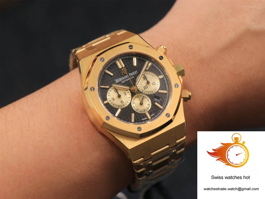 Audemars Piguet Royal Oak Chronograph 26331 OM Factory V2 Yellow Gold Black Dial 10