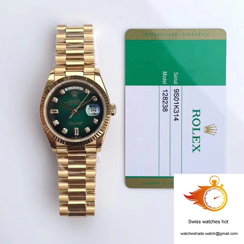 Rolex Day-Date M128238-0069 Yellow Gold EW Factory Gradual Green Dial 10