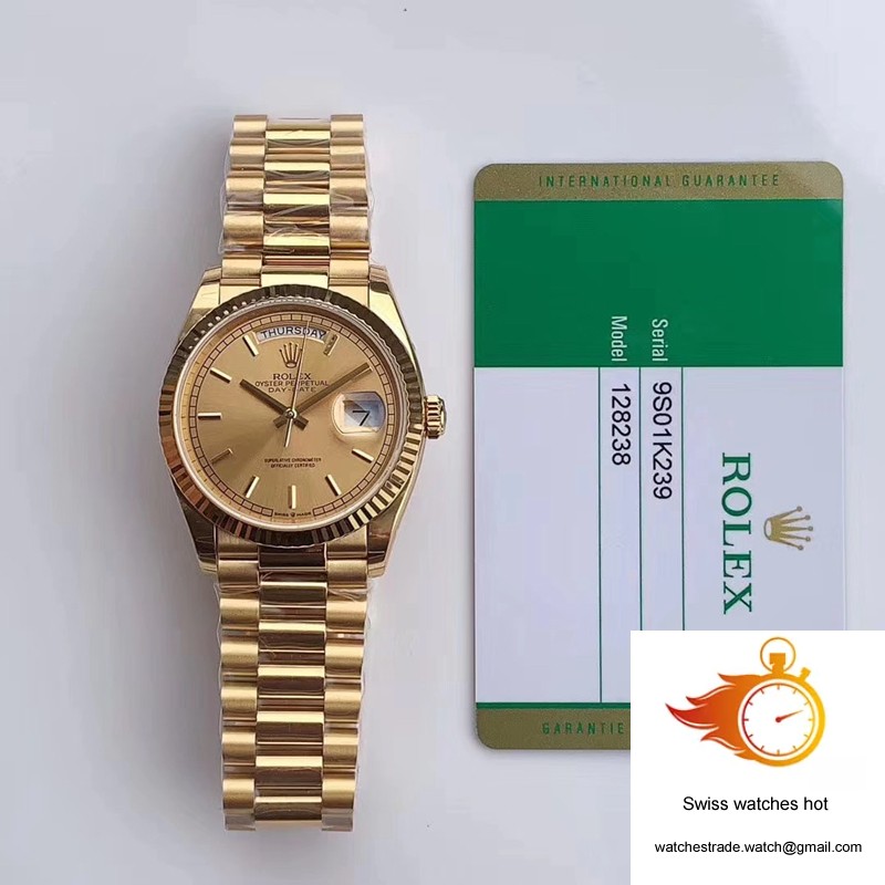 Rolex Day-Date M128238-0045 Yellow Gold EW Factory Champagne Dial 10