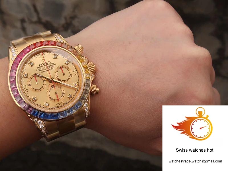 Rolex Daytona Cosmograph Rainbow 116598RBOW BL Factory Gold Dial 10